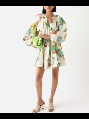 Alemais Cream Mini Dress with Multicolor Patchwork Prints